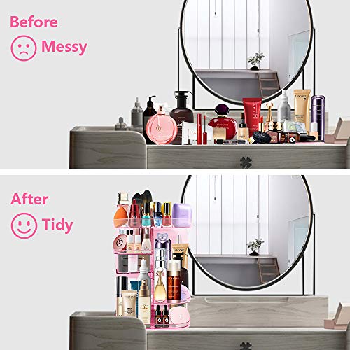 Ubitree Makeup Organizer, 360° Drehbar Kosmetik Aufbewahrungsbox mit 4 Justierbare Schalen für Lippenstifte Makeup… – Bild 7