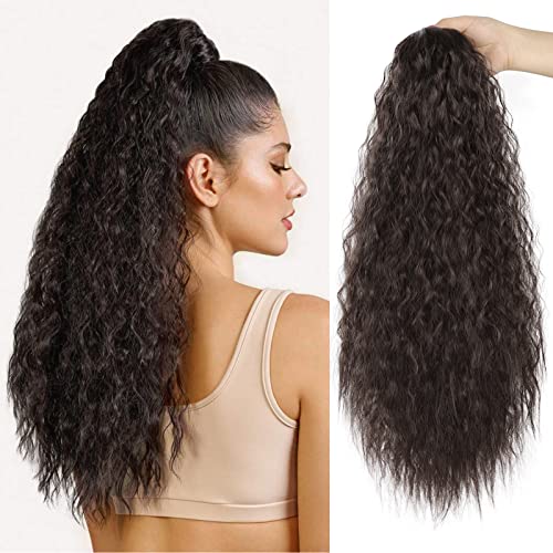AISI BEAUTY Curly Ponytail Extension Drawstring Ponytails for Black Women Synthetic Curly Drawstring Ponytail with 2 Clips on Ponytails for Women (4#)