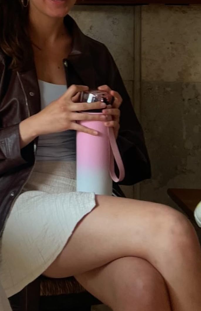 GOPPUS 1L/32oz Stainless Water Bottle with Straw Double Wall Insulated Bottles with Strap Reusable Vacuum Thermal Flask Leakproof Keep Cold Drinks Bottles with Flip Top Lid for Gym Men Women BPA Free - Image 7