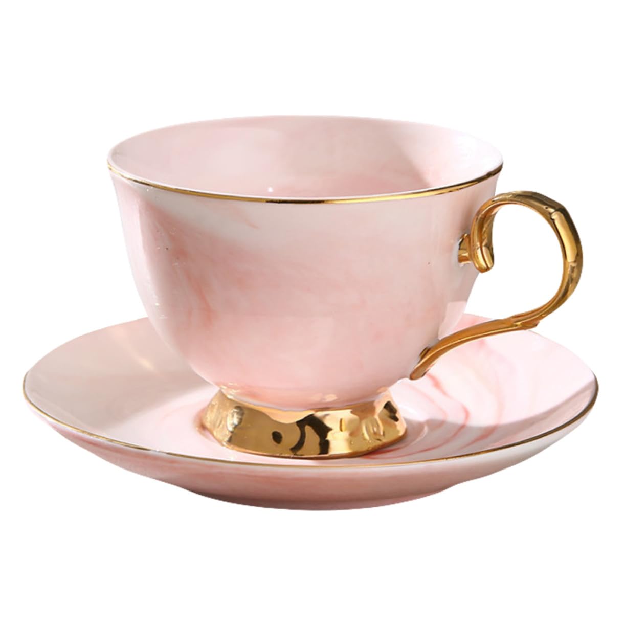 Tasse En Céramique 250 Ml Avec Soucoupe, Motif Marbre, Couleur Rouge Et Doré, Ensemble Tasse à Lait Et Jus, Pour Café Et Boissons Chaudes, Usage Quotidien