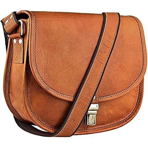 Urban Leather Saddle Crossbody Bag for Teen Girls & Young Women, Vintage Brown Shoulder Cross Body Bags, 10 inch Cover