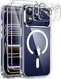 ivencase Magnetisch Schutzhülle Kompatibel mit iPhone 17 Pro Max Hülle für Mag Safe mit 2 Stück Kameraschutz und 2 Stück Schutzfolie PC Kratzresistente Rückseite Schutz Stoßfest Handyhülle - Klar