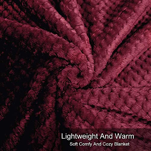 U Uqui Burgundy Throw Size Blanket Soft Wine Blanket Anti-Static Fleece Blanket Warm Blanket Cozy Decorative Blankets For Couch Travel Sofa All Seasons Suitable For Women, Men And Kids, 50"X60" #TOP5