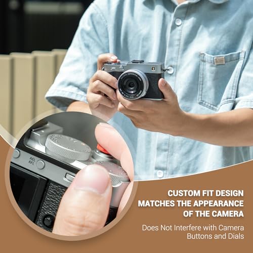 Image of JJC Full-Coverage Metal Thumb Grip & Shutter Button for Fuji X-E5, Silver | for Fujifilm XE5 Mirrorless Camera, Hot Shoe Cover Protector Thumb Rest Support, Silicone Pad for Stable & Safe Hand Hold