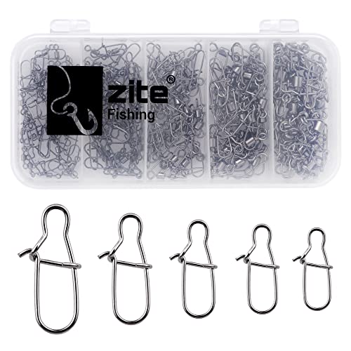 Zite Fishing Karabiner-Snaps zum Spinnfischen - Einhänger Vorfach-Wirbel Angeln -