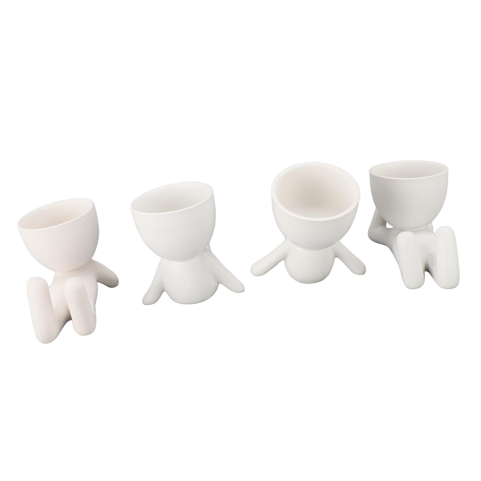 Bonitos maceteros para suculentas, Juego de 4 pequeños maceteros Decorativos Divertidos, expresa tu Estado de ánimo con Dibujos para el hogar, balcón, jardín, Oficina, cerámica,