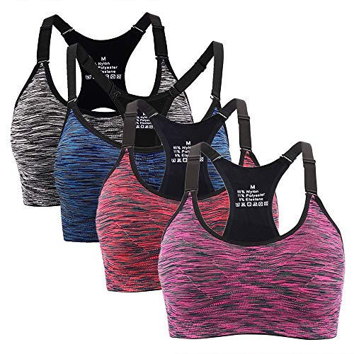 Damen Sport BH Starker Halt Bustier Push Up Bra Top für Yoga Fitness Training (XX-Large, Mix 4er Pack)