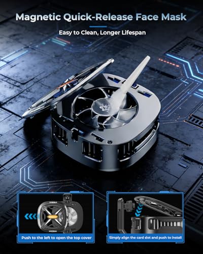 Image of Besecou Magnetic mobile Cooler for Gameing with 3 Cooling Modes, Rgb Phone Cooler, Seven fan blades, Advanced Tech Cooling Chip, Compatible for Android and Ios devices, Silent and Portable, USB Port