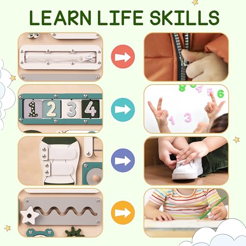 Image of KALOTOYS Large Montessori Busy Board for Baby & Toddlers 1-3 - 17-Inch Wooden Sensory Activity Board - Fine Motor Skills & Early Learning Educational Toy for 1 2 3 Year Old, Travel Friendly & Safe