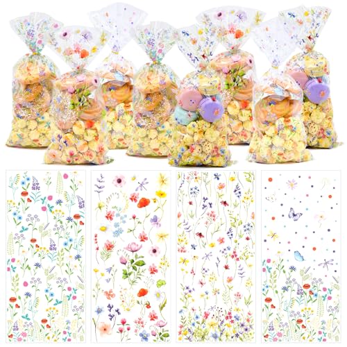 160 Pcs Wildflower Cellophane Treat Bags