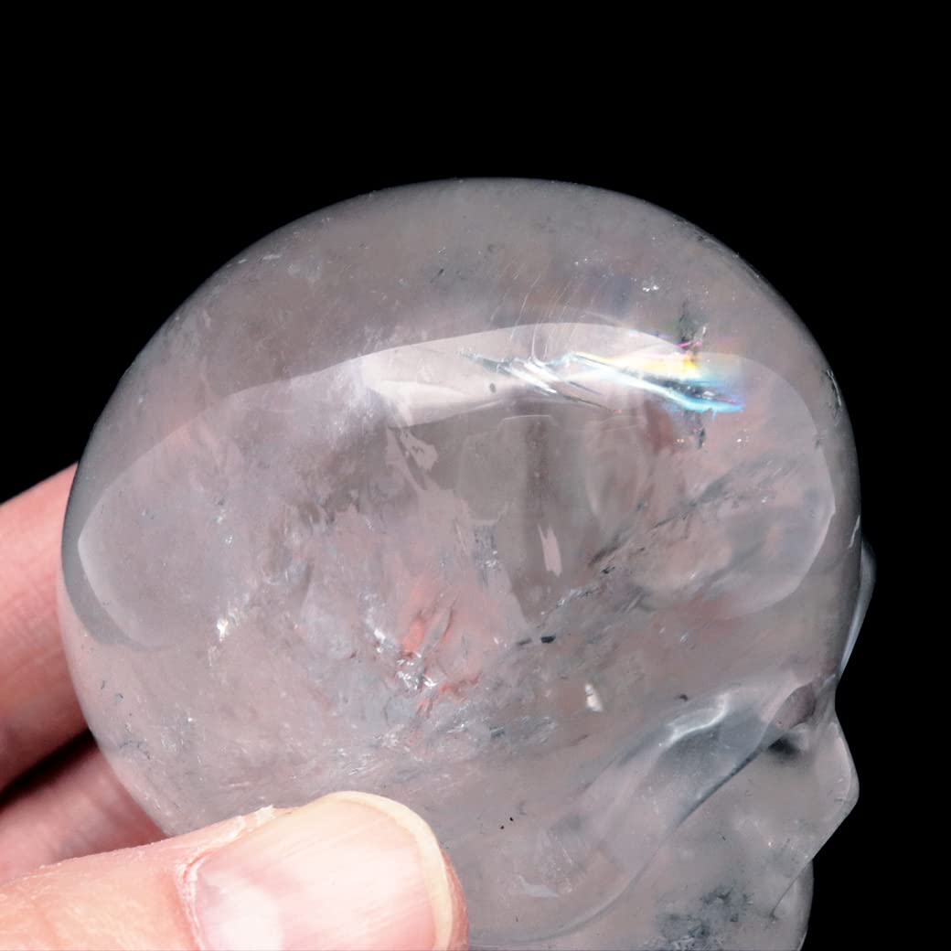 Amazon.co.jp: クリスタル スカル 天然水晶 虹入り 骸骨 置物 アイリス