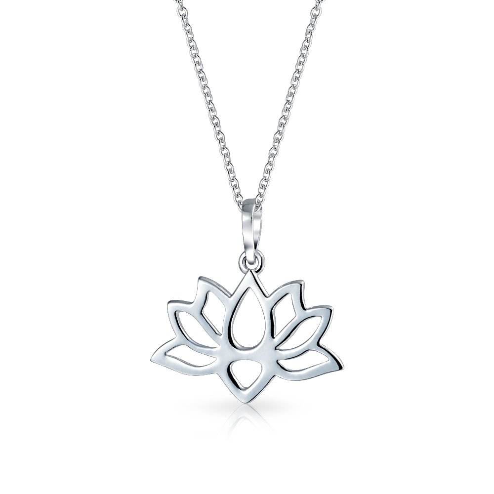 Bling Jewelry Fiore Di Loto Aperto Di Giglio Di Fiori Di Zen Buddhista Ciondolo Collana Per Donne Adolescenti Yogi .925 Argento Sterling