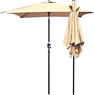 HZH Guarda-chuva de pátio, guarda-chuva de pátio externo de 6,5 pés quadrados com inclinação e manivela, guarda-chuva externo
