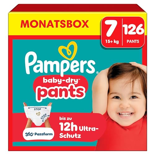 Pampers Baby-Dry Pants Größe 7 126 Stück 15kg+ 360 auslaufsichere Passform für Tag und Nacht