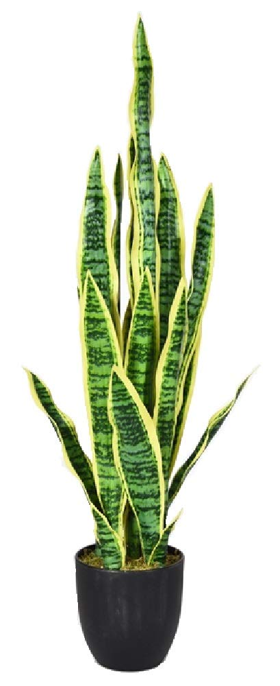 HAPPYGRILL Artificial Plant, 36 Inch Plants in Pot for Indoor Outdoor, Fake Sansevieria Snake Plant for Home Office Decoration Gift