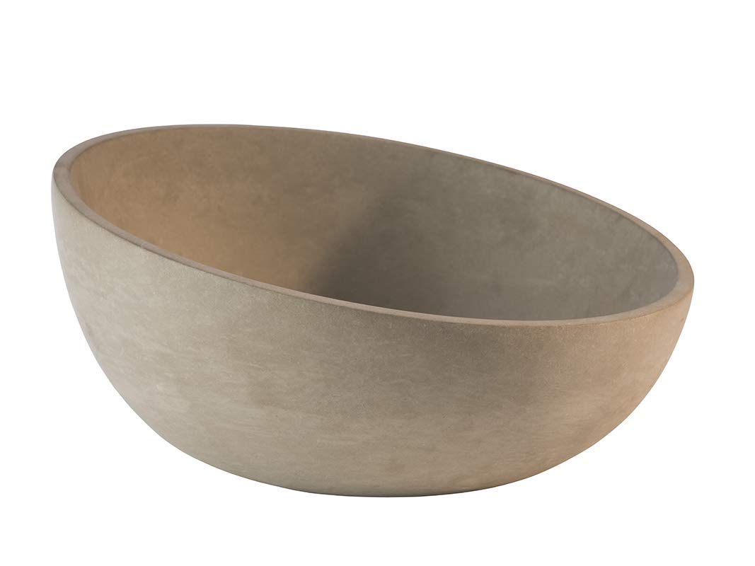 APS Schale „Element“ – Hochwertige Schale aus Beton mit möbelschonender Unterseite – Stapelbar und mit der Abmessung Ø: 29,5 x H: 8,5 cm / 14,5 cm für 2,5 Liter, rund und abgeschrägt