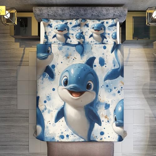 Juego de ropa de cama infantil con diseño de animales de 3 piezas de microfibra 7