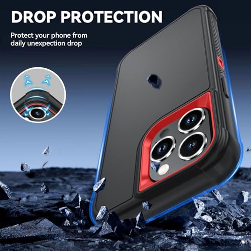 Image of SunStory Compatible with iPhone 13 Pro Case with HD Screen Protector, 3-Layer Heavy Duty Full-Body Cover,3 in 1 Hybrid Protective Case for iPhone 13 Pro 6.1 inch,BlackRed
