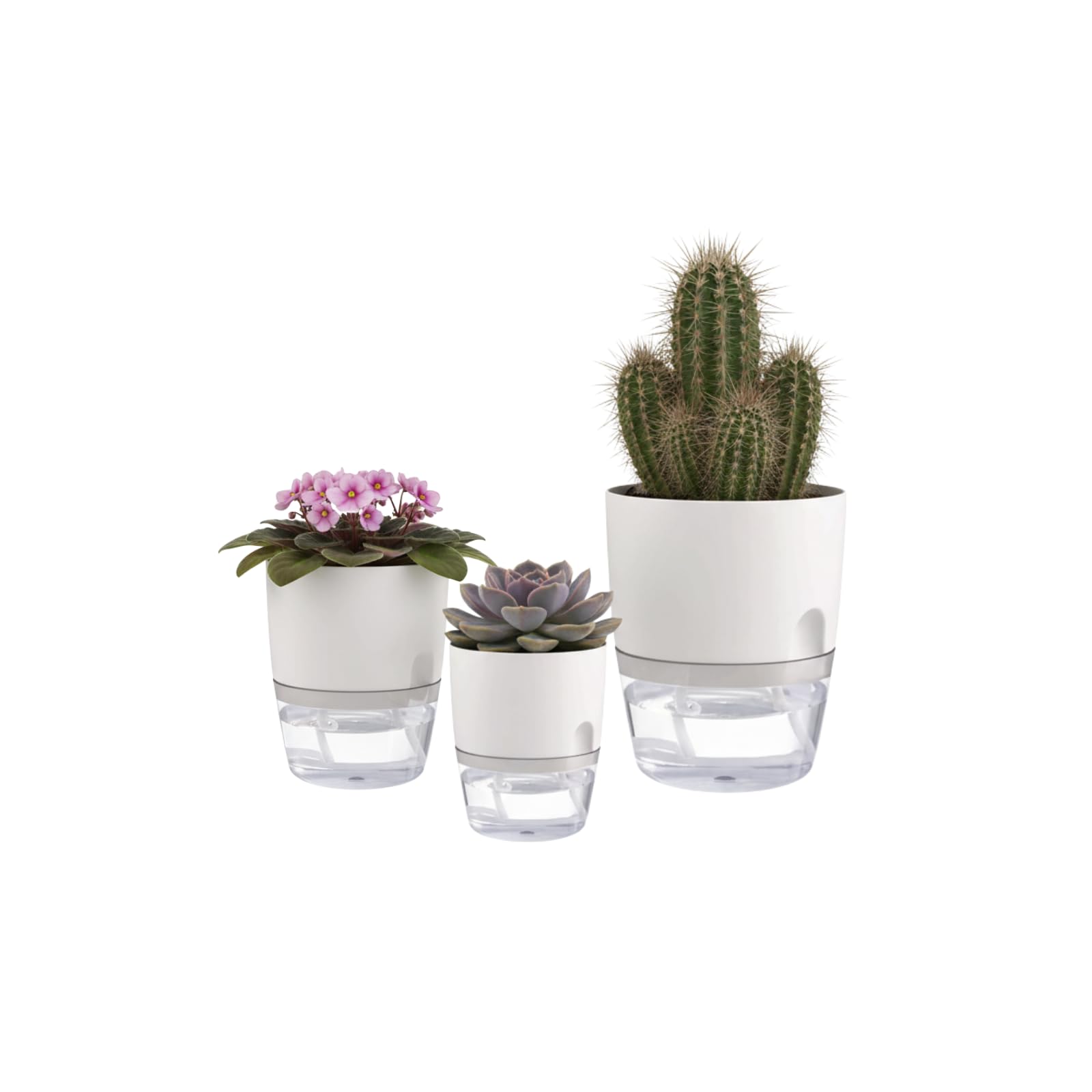 Thorkok 6/4/3Inch Self Watering Planter Pots 3 Pack Plant Pot for Indoor Wicking Flower Pots Plant Pots Modern Decorative Planter for House Plants,