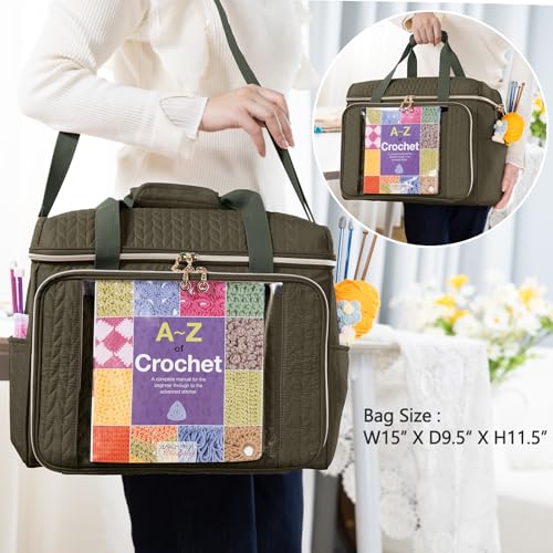 Image of MYBAGZING Large Yarn Storage Bag,Crochet Bag Organizer,Yarn Bags for Crocheting,Crochet Storage Bag with Pockets for Crochet Hooks, Crochet Accessories,Knitting Bags,Gifts for Crocheters