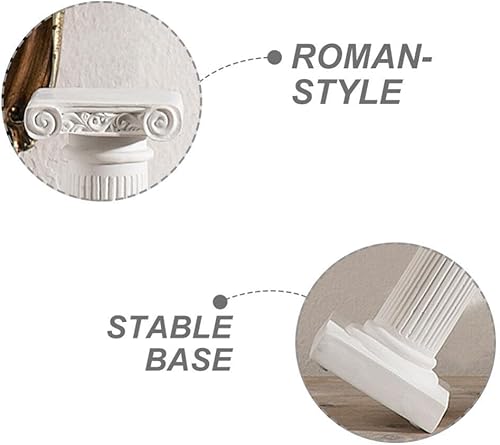 Miniatura 7 de BESPORTBLE Mini columna griega de pilar romano, decoración de estatuas de columna romana blanca de resina, estante para decoración de mesa de boda