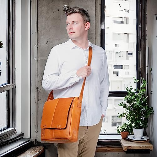 Le Donne Leather Rivet Laptop Messenger Bag – Premium Full-Grain Colombian Vaquetta Leather Bag, 14” x 14”2