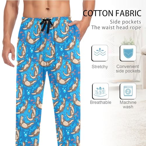 Men's Cotton Pajama Pants Soft Comfy Sleep & Lounge Pants Pjs Bottoms with Pockets3