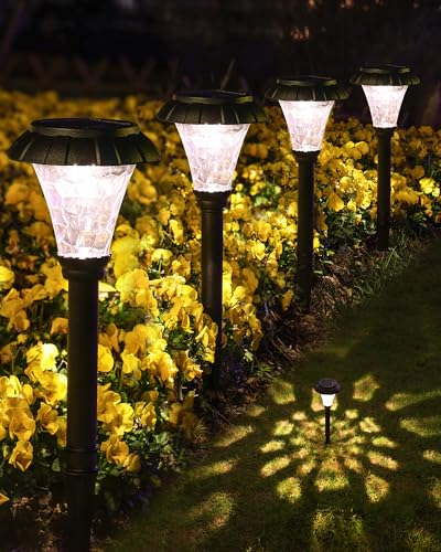 LAMTREE Solar Pathway Lights,6 Pack Solar Lights Outdoor Waterproof,Outdoor Solar Lights for Yard,Lawn,Patios, Garden,Landscape,Walkway,Driveway