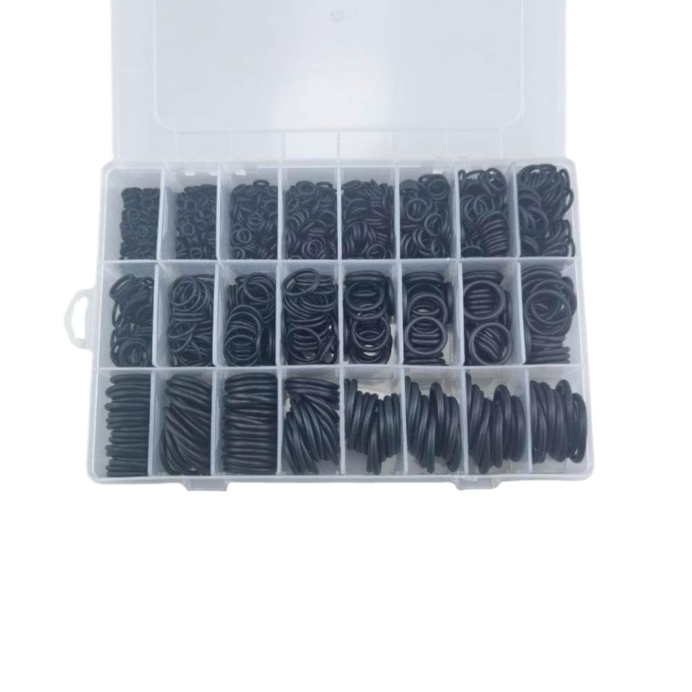 Kit de 1200 Uds. Conjunto surtido de arandelas tóricas con sello VMQ resistente al calor y al aceite negro Compatible con grifos y plomería