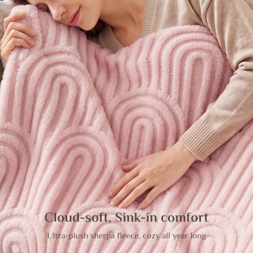 Image of BEDELITE Cute Pink Boho Fleece Throw Blanket for Couch, 50x60 Inches | Fluffy Fleece Blanket for Sofa Bed Dorm Room Decor, Luxury Soft Cozy Plush Fuzzy Summer Blankets Gift for Women, Lightweight