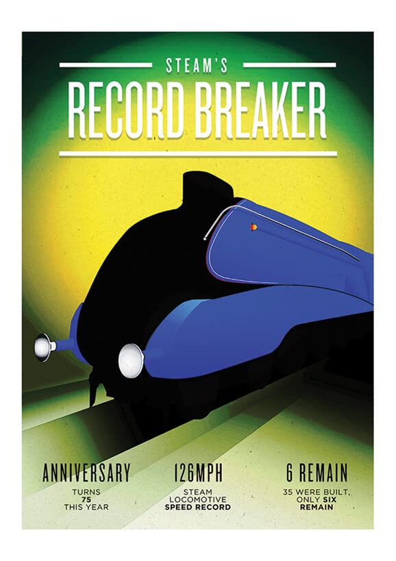 Affiche Mallard ferroviaire encadrée poster déco train vintage format mat