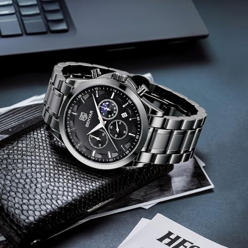 Image of BENYAR Mens Watches Analog Quartz Chronograph Waterproof Wrist Watches for Men Fashion Business Work Casual Sport Designer Dress Watch with Calendar Elegant Gifts for Men