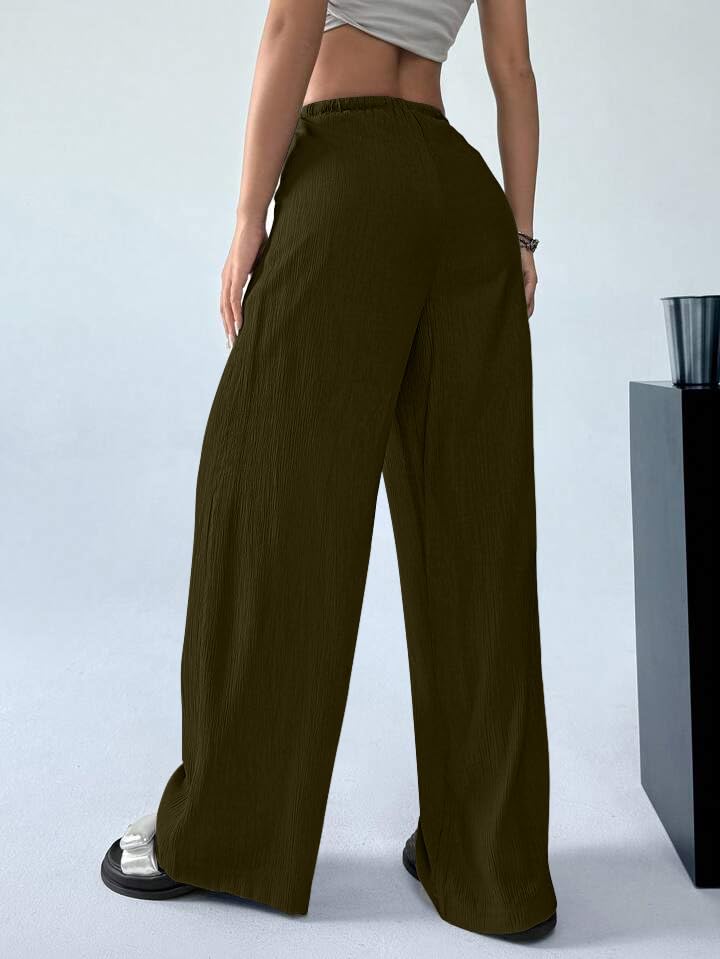 Image of GRECIILOOKS High Waist Trousers for Women - Flared Korean Style Formal Pants | Elegant Workwear for Office, College & Events (Available in Plus Size)