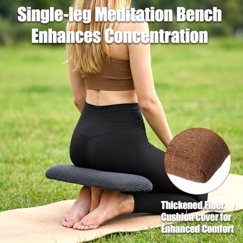 Meditation Bench - Yoga Bench,Wooden Zen Meditation Stool Kneeling Bench for Mindfulness Practice Tea Ceremony and Relaxation Ergonomic Design for Comfort and Support Househol (Blue) - Image 6