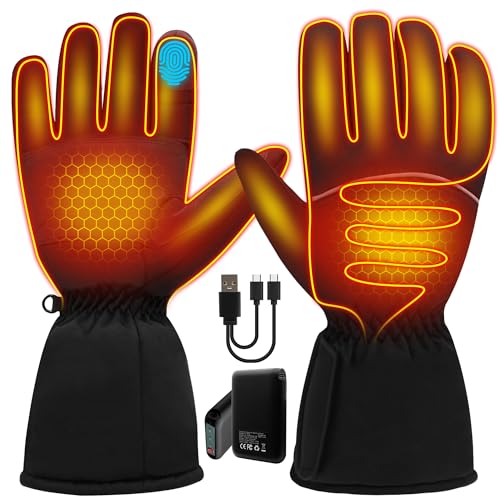 Svpro beheizbare Handschuhe für Männer und Frauen, 5000 mAh wiederaufladbare Batterie Beheizbare elektrische Handschuhe, Touchscreen Winterwarme Thermohandschuhe mit 3...