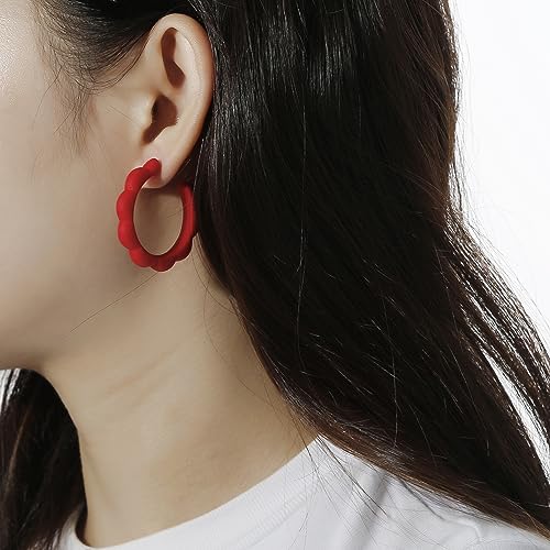 Acrylic Flower Hoop Earrings, Lightweight Floral Open Hoops Candy Color Hoop Earrings for Women2