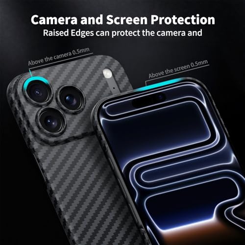 Image of CASEKUL Design for iPhone 17 Pro Max Case,Compatible with MagSafe Slim Flexible Carbon Fiber Case Shockproof Protective Phone Cover Magnetic Case for iPhone 17 Pro Max,Black