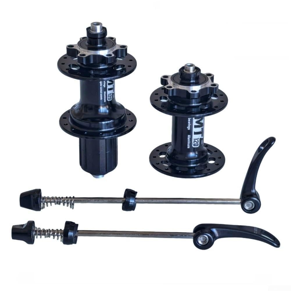 Set mozzo anteriore e posteriore per bicicletta, 100 mm/135 mm, 5 mm, QR, in lega di alluminio, cuscinetti sigillati per cassetta HG, 11/12 velocità, disco a 6 bulloni, nero (28 fori, 1 coppia)