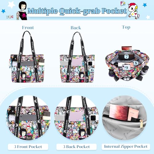 Tokidoki Large Tote Bag with Unicorno Keychain Laptop Travel Bag Shoulder Work Tote Weekender Bag Handbag for Women3