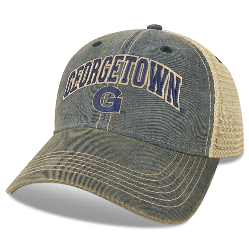 Legacy NCAA Officially Licensed Baseball Hat, Georgetown Hoyas, Lightweight Cap for Men & Women, Old Favorite Trucker Adjustable (OFA), Navy Trucker, One Size Fits Most, Snapback Closure