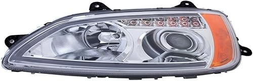 Miniatura 3 de Para Kenworth T660 2008-2017 lado del conductor de faros delanteros  Carcasa cromada y proyector transparente  Reflector ámbar  Barra de luz
