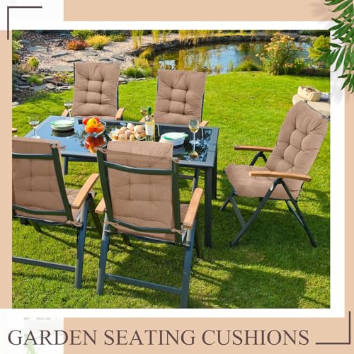Image of Juexica Beige Apricot 17 x 17 Inch 4 Sets Outdoor Patio Chair Cushion