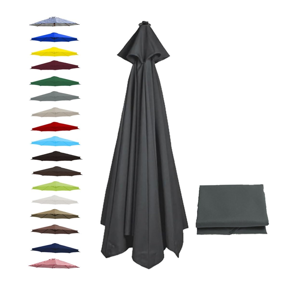 BEEGMA Replacement Parasol Canopy 2.0m 2.50m 2.70m 3.0m Canopy Replacement Top 6 Arms Patio Garden Beach Umbrella Canopy Cover(Color:Gray,Size:2.70m/9FT)