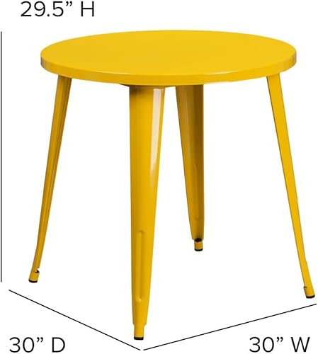 Miniatura 5 de Flash Furniture Jeffrey - Mesa redonda de metal verde para interiores y exteriores de 30 pulgadas de grado comercial