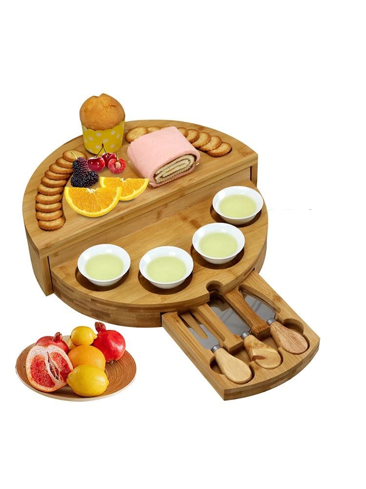 Bambus-Kseplatte, Holz-Brotbrett, Besteck, Ausstecher-Set, Kse-Wurstbrett  mit ausziehbarer Schublade, Kochutensilien(1 Set A) : Amazon.de: Kche,  Haushalt & Wohnen