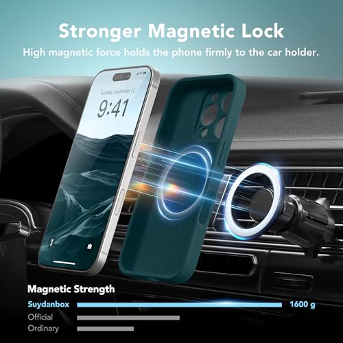 Image of Magnetic for iPhone 16 Pro Max Case, Compatible with MagSafe, [Full Camera Protection][Screen Protector] Silicone Shockproof Protective Phone Case for iPhone 16 Pro Max 6.9 inch, Deep Blue