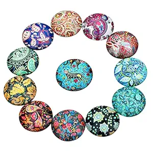 20pcs Flower Pattern Mosaic Printed Glass Mosaic Tiles for DIY Crafts Glass Mosaic for Jewelry Making 12mm (Mixed Color)'