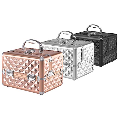 GOPLUS Kosmetikkoffer, Beauty Case, Schminkkoffer, Make up Box, Friseurkoffer, Kosmetikkoffer Reise, Multikoffer, Etagenkoffer, Werkzeugkoffer für Make-up (Schwarz)