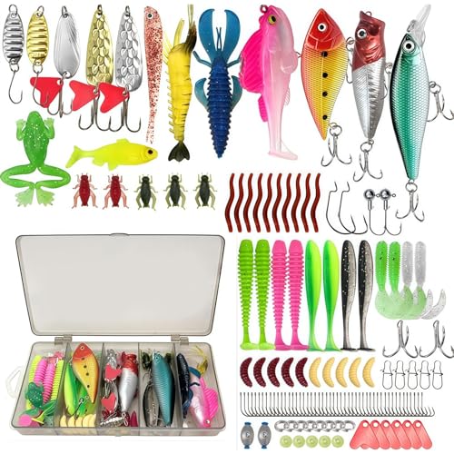 Lot de 133 accessoires de pêche, avec boîte à...