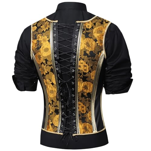 Men's Corset Suit Vest Lace Up Bones Vintage Dress Waistcoat Slimming Formal Tops For Wedding Stage2